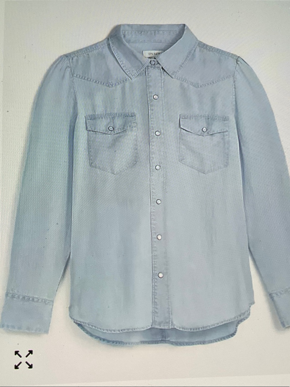 On 34th, Light Blue puff sleeve Chambray Shirt